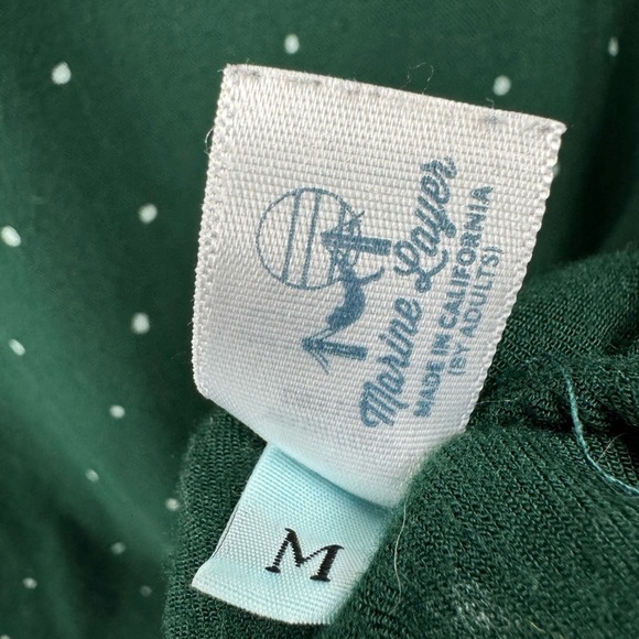 Marine Layer Size Medium Short Dress Forest Green Long Sleeve Polka Dot - Picture 4 of 6